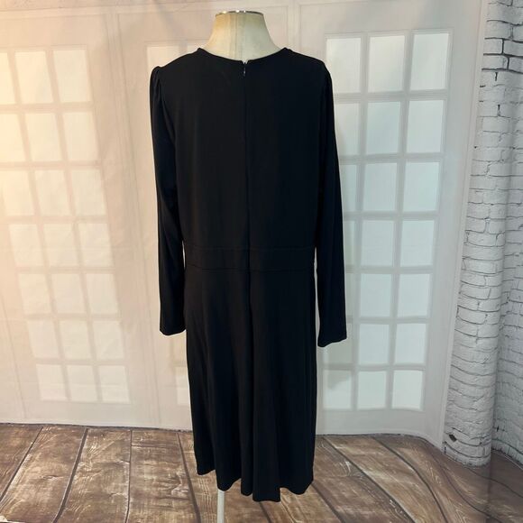 Boden Black Sabrina Jewel Neck Long Sleeve Stretch Fit & Flare Dress Size 20-22L - Picture 7 of 12
